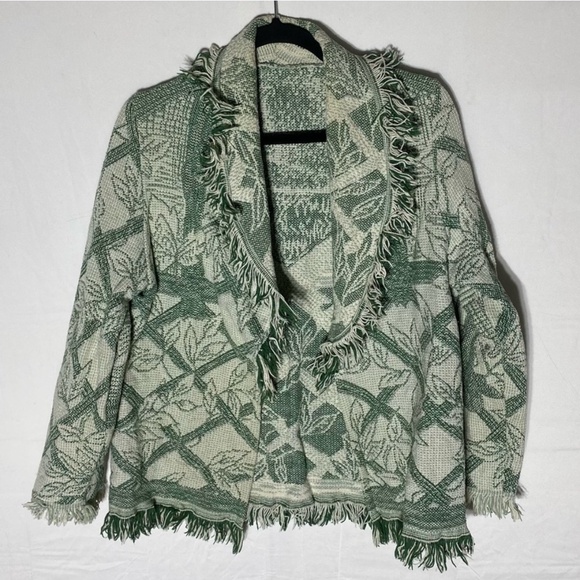 Vintage 90s Green Cream Tapestry Jacket M - Picture 1 of 13
